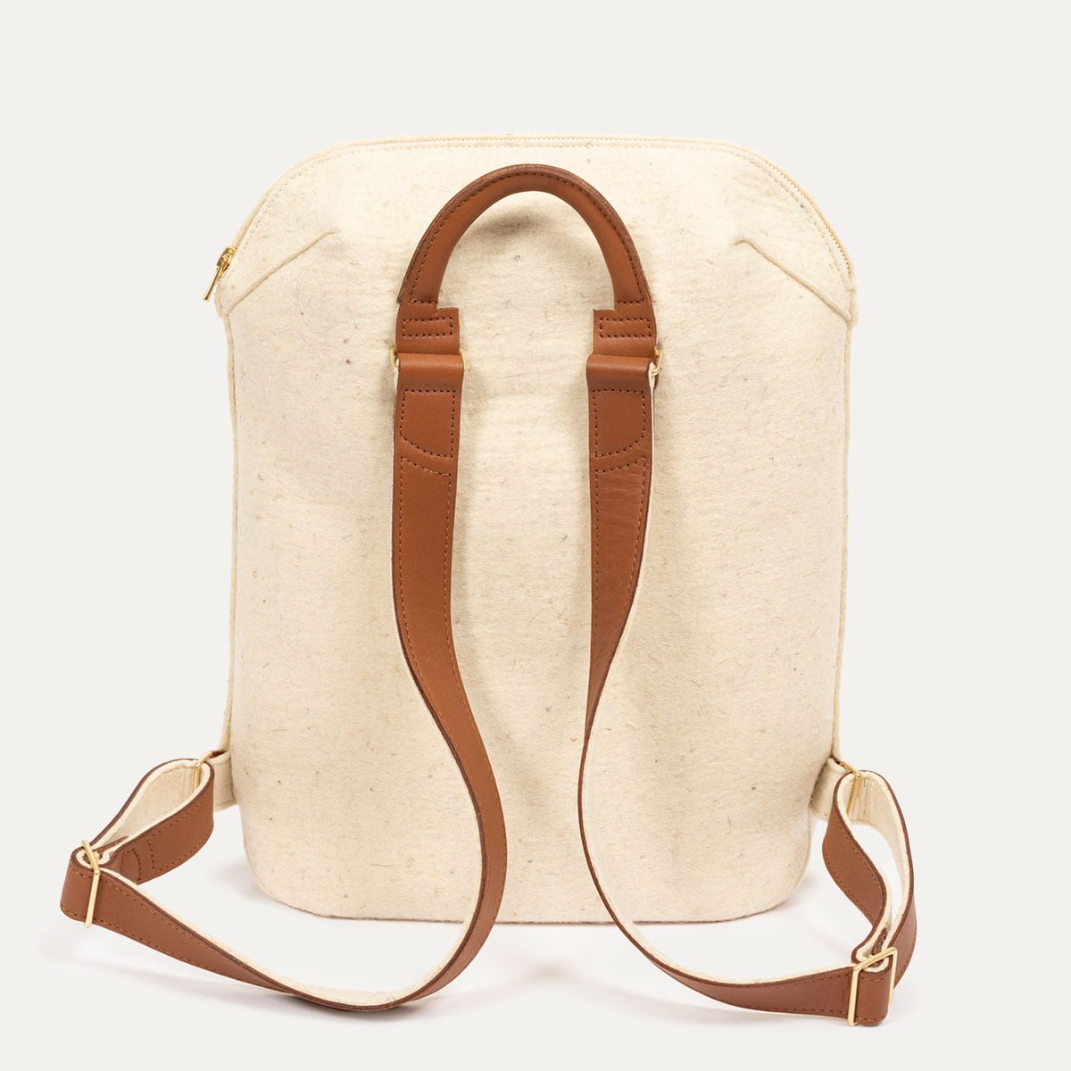 5-sac-a-dos-iner-capsule-feutre-ecru-cuir-camel-dos sac à dos iner capsule feutre ecru cuir lie de vin dos