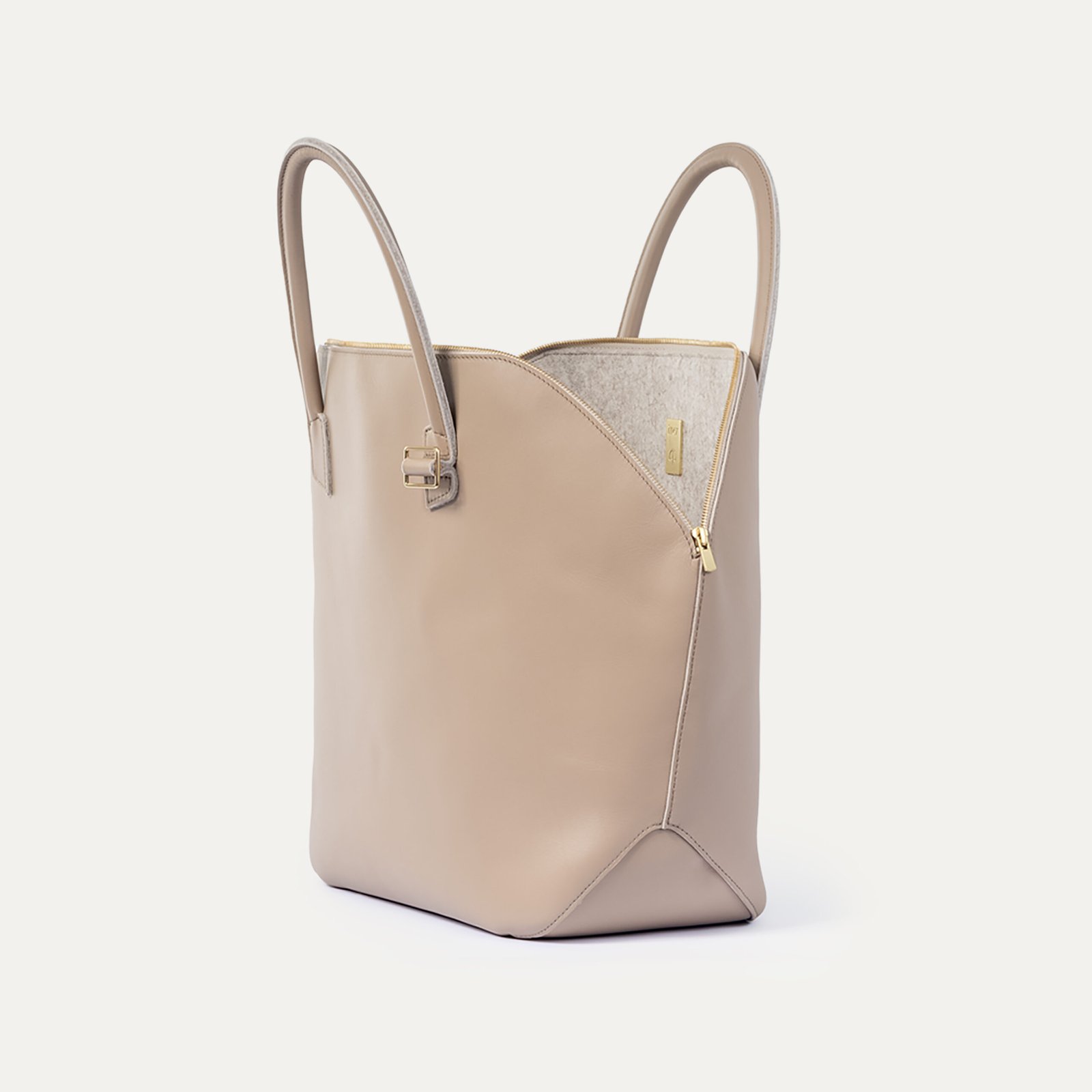 Sac de voyage Pecten INER grège ouvert avec doublure gris chiné