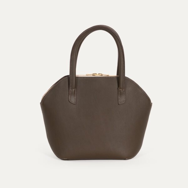 Petit sac en cuir de veau Pecten Pico Essentiel INER kaki, vue de face