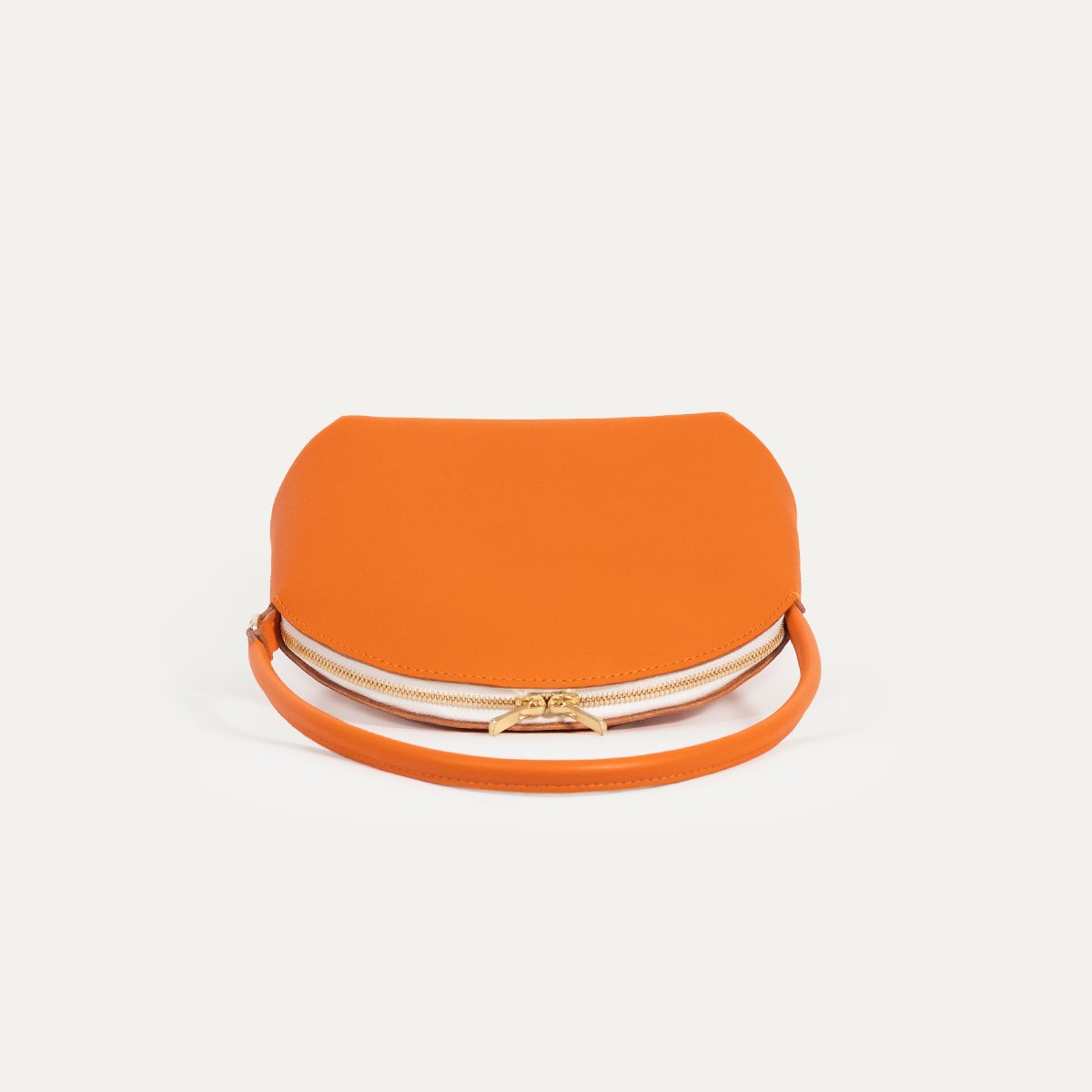 Sac à main Dionaea Main orange couché avec fermeture zippée