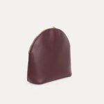 Pochette en cuir Bonbonnière lie de vin, vue trois-quarts